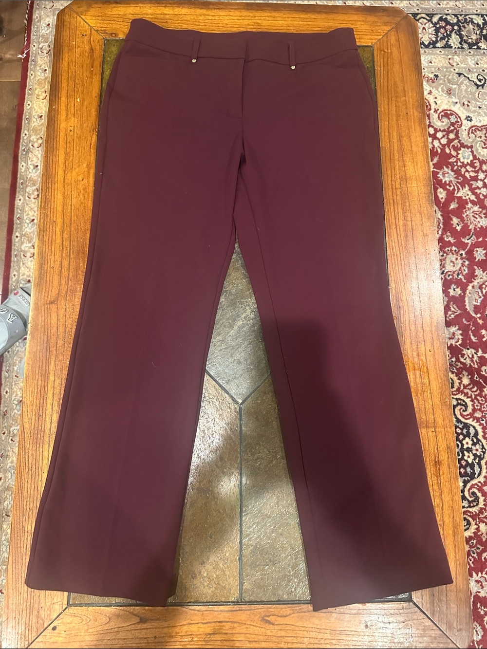 Anne Klein Women's Maroon Straight-Leg Trousers
